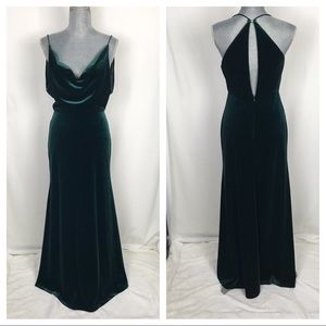 Jenny Yoo Sullivan green velvet bridesmaid dress